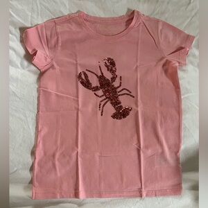 J. Crew Factory Girls Pink Lobster Sequin T-Shirt